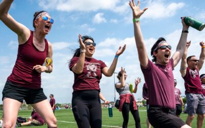 Texas A&;M employees participate in Field Day hosted by Living Well at the Penberthy Rec Sports Complex in College Station, Texas, on March 31, 2023. (Laura McKenzie/Texas A&M University Division of Marketing & Communications)