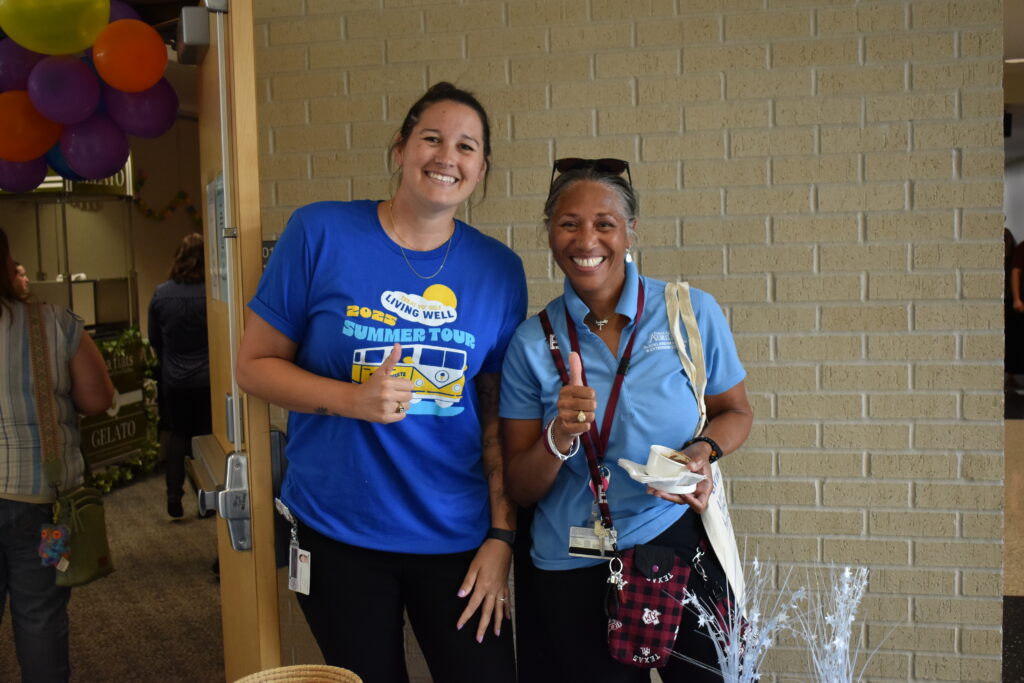 Texas A&M employees gathered at the General Services Complex for the Living Well Treat Yo' Self Tour.